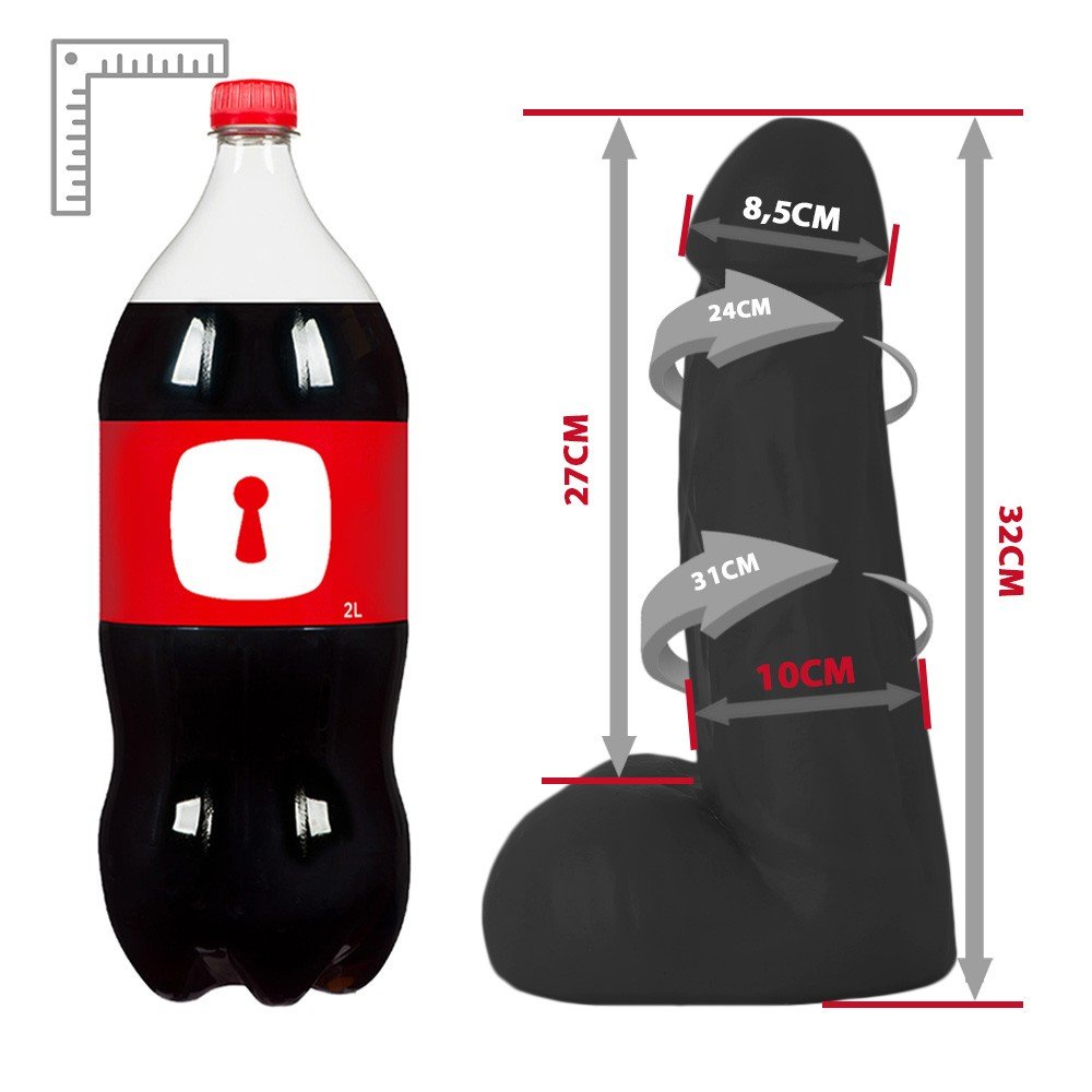 P�nis Gigante e Grosso Flex�vel com Escroto e Ventosa Poderoso, detalhe da textura suave e flexibilidade do material PVC.