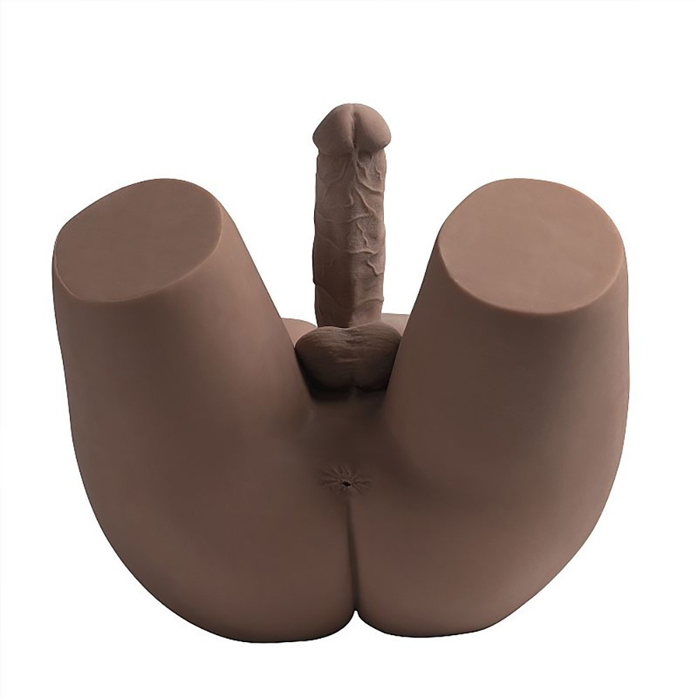 Masturbador Real�stico Formato Meio Corpo Masculino com �nus e P�nis com V�rtebras Marrom | Foto 03