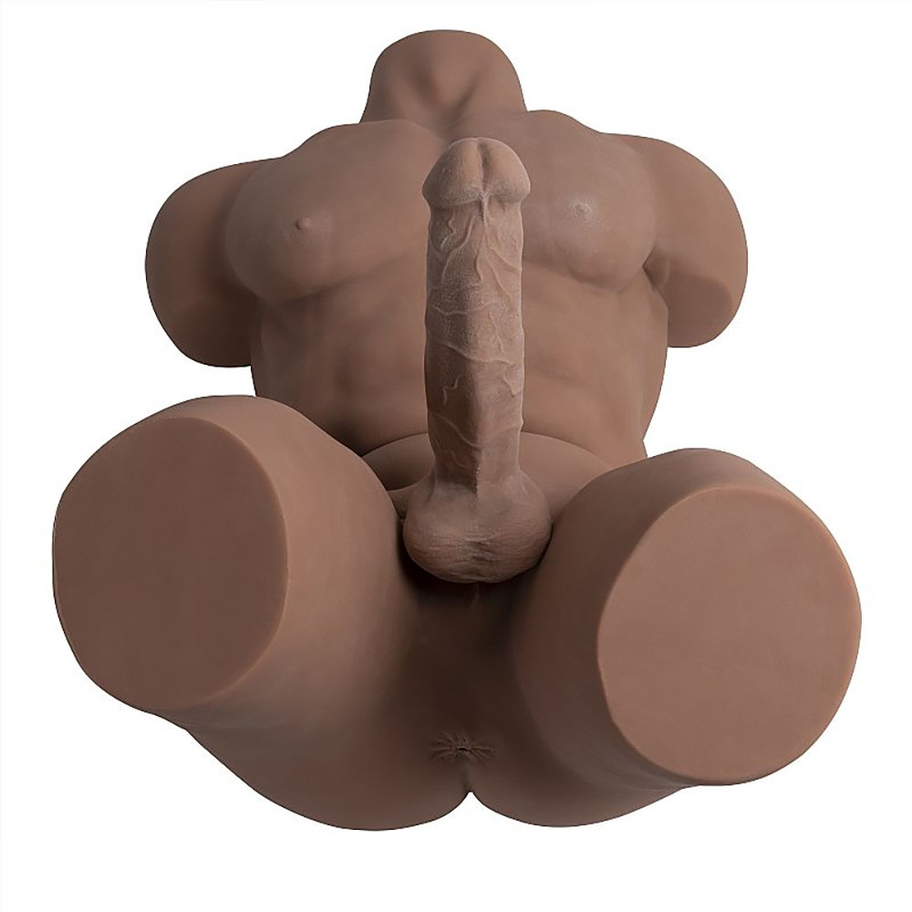Masturbador Real�stico Formato Meio Corpo Masculino com �nus e P�nis com V�rtebras Marrom | Foto 04