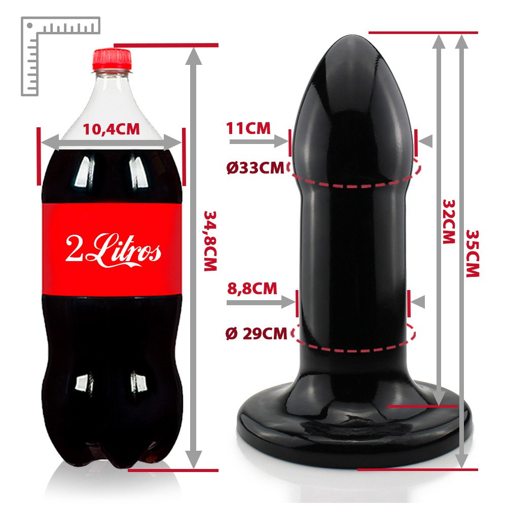 Plug Anal Gigante Flex�vel Atlas 35 x 11cm Preto Brilhante | Foto 06