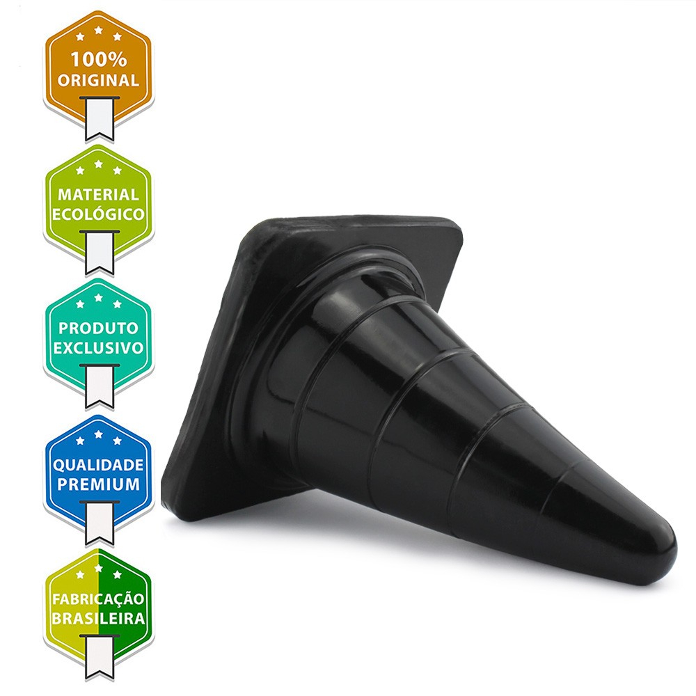 Plug Anal Gigante em PVC Flex�vel Formato de Cone Reto M 25 x 13cm Preto | Foto 05