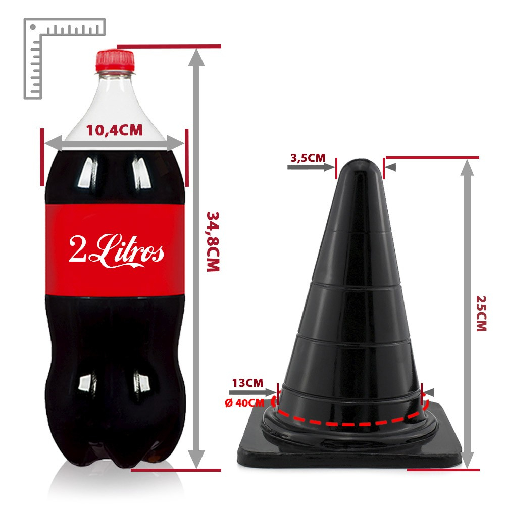 Plug Anal Gigante em PVC Flex�vel Formato de Cone Reto M 25 x 13cm Preto | Foto 06