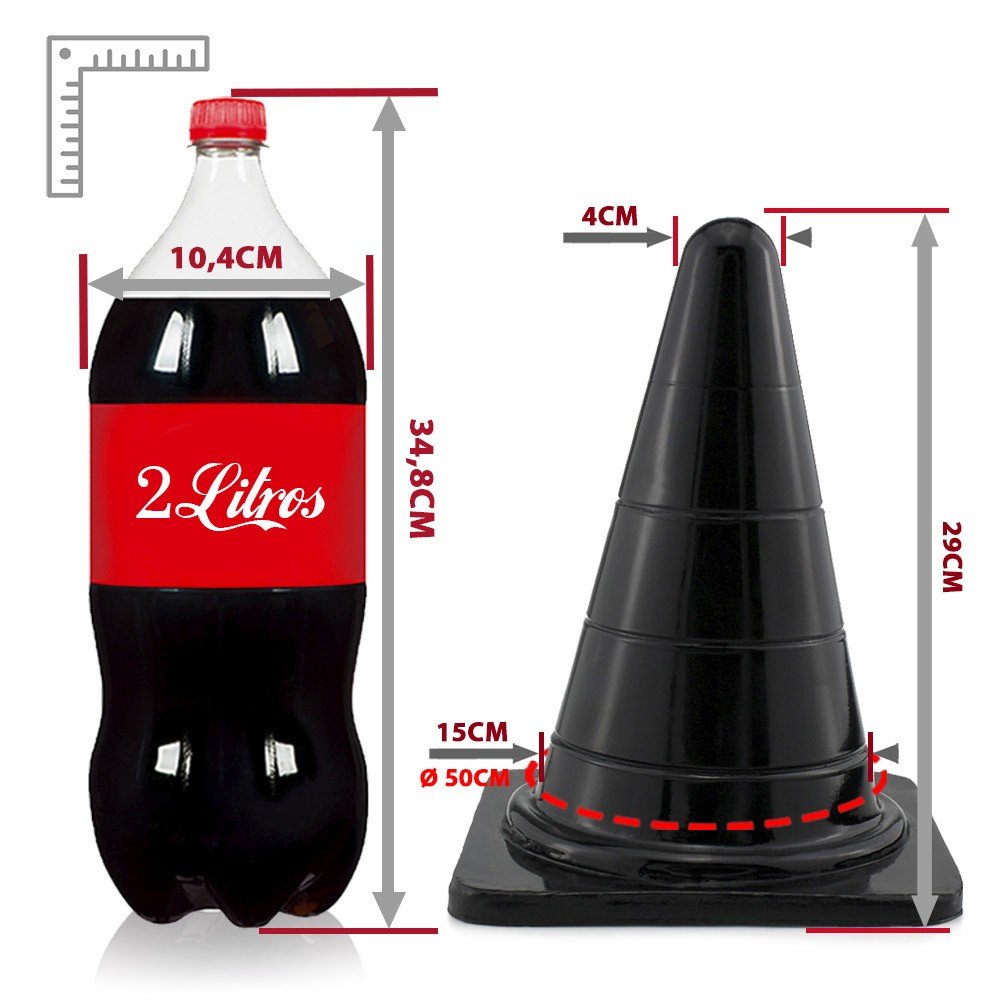Plug Anal Gigante em PVC Flexível Formato de Cone Reto G 29 x 16cm Preto | Foto 06