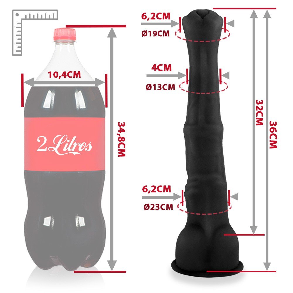 Detalhe do escroto e da haste do P�nis Gigante e Grosso Flex�vel Garanh�o, ressaltando o design e as propor��es.