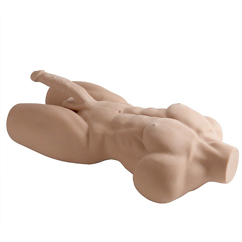 Masturbador Real�stico Formato Meio Corpo Masculino com �nus e P�nis com V�rtebras Bege | Foto 03