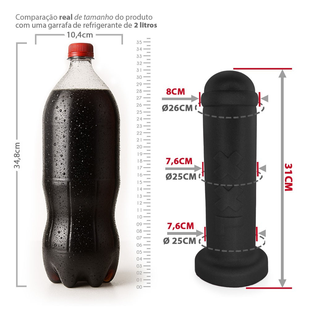 Plug Anal Gigante XXL - PVC Flexível 31 x 8cm Preto | Foto 06