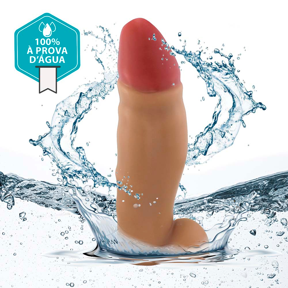 P�nis Gigante e Grosso Reborn Bege com ventosa em fundo branco, mostrando as cores bege e vermelho da glande