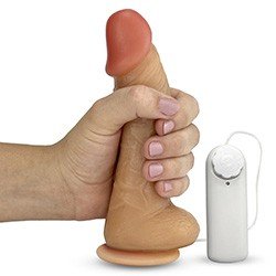 Foto do Produto P�nis com Escroto, Ventosa e Vibro Hades 16 x 4cm Bege
