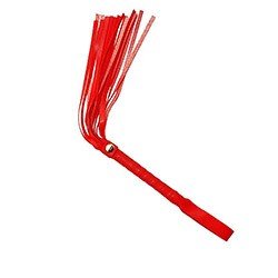Flogger em PU (Imitação de Couro) com Tiras Finas de 16cm e Suporte na Ponta Vermelho