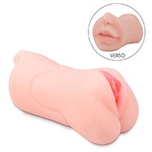 Masturbador Boca e Vagina em Cyberskin com Textura Interna Baron Bege