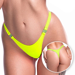 Foto do Produto Calcinha String Fio Dental Estilo Biquíni em Lycra com Fecho dos Dois Lados Amarelo Neon