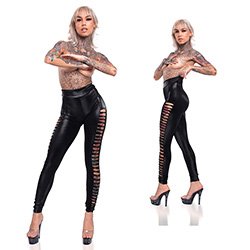 Calça Sensual Sexy em Cirre com Tiras na Lateral Preta