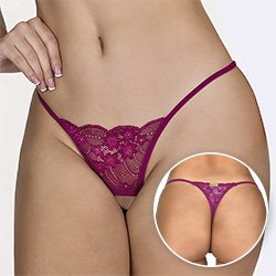 Foto do Produto Calcinha String Fio Dental Sexy em Renda com Abertura na Vagina Pink