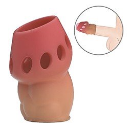 Capa Peniana Extensora para Glande em Cyberskin (Imita a Pele Humana) para Mais Volume Oscar Bege