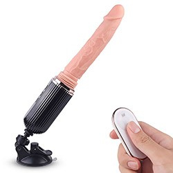 Foto do Produto M�quina de Sexo com P�nis em Cyberskin, 9 Vibra��es e Vai e Vem com Controle sem Fio Bege