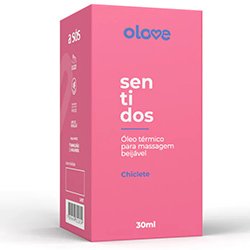 Foto do Produto �leo para Massagem Sensual que Aquece Beij�vel Aroma e Sabor Chiclete Olove Sentidos 30ml