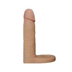 Anel Companheiro Realístico Flexível Feito em Cyberskin com Prótese de 15,5 x 2,5cm Bege