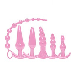Foto do Produto Plug Anal em Silicone Kit com 6 Formatos Rosa