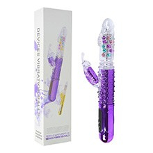 Foto do Produto Vibrador Rabbit Rotativo Vai e Vem com Estimulador Multivelocidade Recarregável Female Roxo