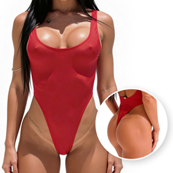 Mai� Fio Dental Sensual Sexy em Poliamida Cavado sem Bojo Vermelho