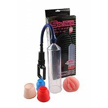 Foto do Produto Bomba Peniana Manual com Masturbador Vagina e 3 Anéis em Silicone The US Soldier