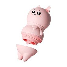 Foto do Produto Vibrador para Clit�ris Recarreg�vel com L�ngua e 10 Vibra��es Disfar�ado de Gatinho Rosa