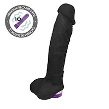 P�nis Real�stico com Vibrador 10 Modos Recarreg�vel via USB APOLO 20,5 x 4,5cm Preto