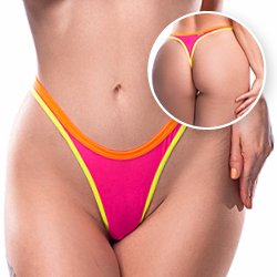 Foto do Produto Calcinha String Fio Dental Sexy em Tule Estilo Asa Delta com Vi�s Colorido Pink