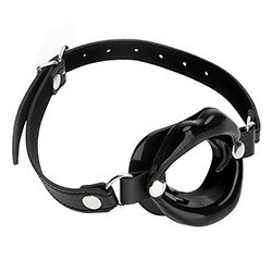 Foto do Produto Morda�a BDSM em PU com BOCA ABERTA e Ajuste com Fivela Preta