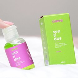 Foto do Produto �leo para Massagem Sensual que Esfria Beij�vel Aroma e Sabor Menta Olove Sentidos 30ml