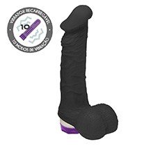 Foto do Produto Pênis com Escroto e Vibrador 10 Velocidades Recarregável Zeus 20,5 x 4,5cm Preto