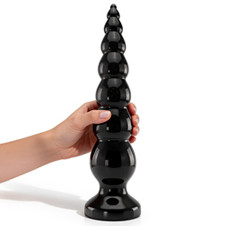 Plug Anal Gigante Khalifa Graduado - 40 x 8cm Preto Brilhante
