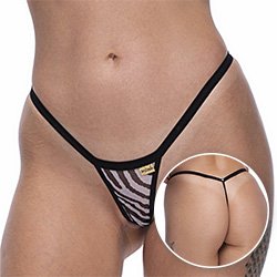 Calcinha String Fio Dental Sexy em Tule Microtanga Zebra