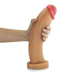 Foto do Produto P�nis Gigante e Grosso Banana - Dildo em PVC Flex�vel 30 x 6,9cm Bege