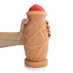 Foto do Produto P�nis Gigante e Grosso Cogumelo - Dildo em PVC Flex�vel 23 x 8,8cm Bege