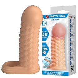 Capa Peniana com Extensor Interno de 3,9cm e Anel Escrotal 12,6 x 4cm Wolfram Bege