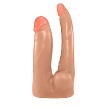 Pênis Duplo com Veias 12 x 3,5 cm e 13,7 x 2,5cm Bege