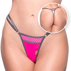 Foto do Produto Calcinha String Fio Dental Sexy em Tule com Regulagem e Abertura Atr�s Pink