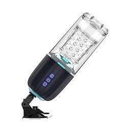 Foto do Produto Masturbador Masculino Recarregável com Ventosa, 7 Rotações e Vai e Vem Storm Transparente
