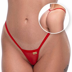 Calcinha String Fio Dental Sexy em Tule Microtanga Vermelha