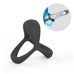 Foto do Produto Anel Peniano e Escrotal em Silicone com Estimulador de Clit�ris e Vibrador Preto