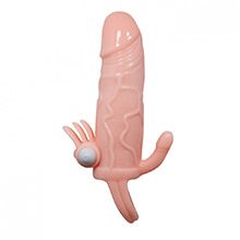 Capa Peniana com Extensor de 4cm e Anel para Escroto Bege