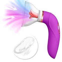 Sugador de Clitóris Recarregável em Silicone com Língua Estimuladora 5 Intensidades Mildred Roxo