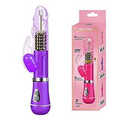 Vibrador Rabbit em Jelly 9 Vibrações e 6 Rotações com Estimulador de Clitóris Coelho II Roxo