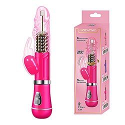 Vibrador Rabbit em Jelly 9 Vibrações e 6 Rotações com Estimulador de Clitóris Coelho II Pink