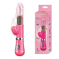 Vibrador Rabbit em Jelly 9 Vibrações e 6 Rotações com Estimulador de Clitóris Coelho II Rosa