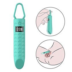 Vibrador Bullet Recarregável em Silicone com 10 Vibrações e Visor LED Cyan