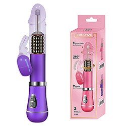 Vibrador Rabbit em Jelly 9 Vibrações e 6 Rotações com Estimulador de Clitóris Coelho I Roxo
