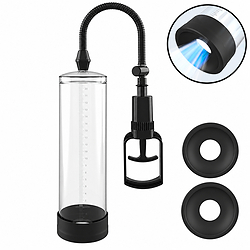Bomba Peniana Manual com Bocal de Silicone 28 x 8,5cm Transparente