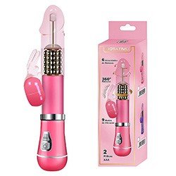 Vibrador Rabbit em Jelly 9 Vibrações e 6 Rotações com Estimulador de Clitóris Coelho I Rosa
